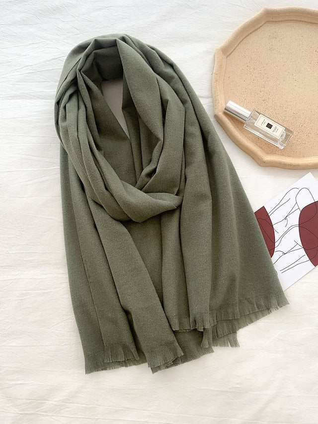 Women's Women's Shawls & Wraps Party Black Scarf Pure Color / Basic / Red / Fall / Winter / Imitation Cashmere - LuckyFash™