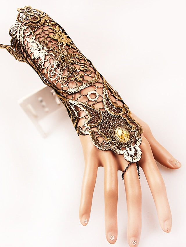 Women's Fingerless Gloves Lace Gloves Wedding Party Evening Holiday Solid Colored Polyester Acrylic Fibers Bridal Gloves Sexy 1 Pair - LuckyFash™