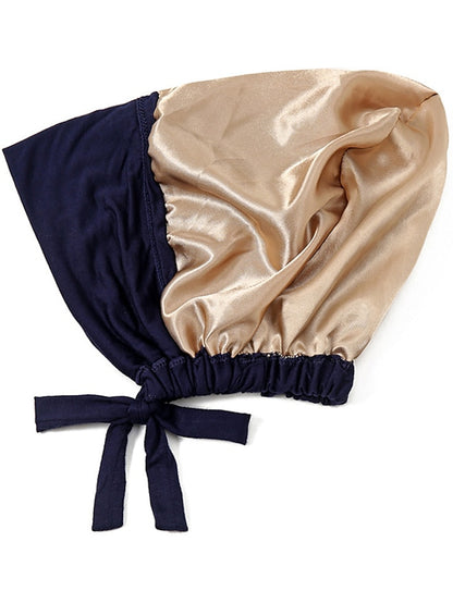 Muslim Satin Hijab Cap Full Cover Inner Hat Islamic Head Wear Stretch Turban Underscarf Bonnet Straps Headband - LuckyFash™