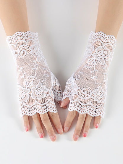 Women's Fingerless Gloves Formal Party / Evening Daily Solid / Plain Color Lace Simple Style Sweet Wedding Casual / Daily 1 Pair - LuckyFash™