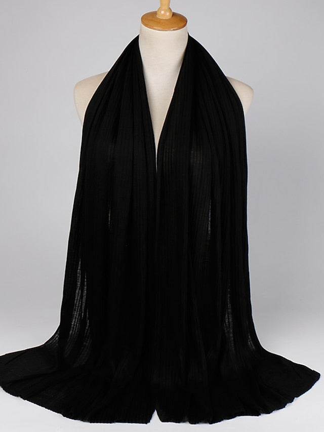 Multiple Colors Plain Solid Wrinkle Maxi Jersey Hijab Shawl Wrap Elastic Foulards Sjaal Arab Snood Islamic Muslim Headband 180*80Cm - LuckyFash™