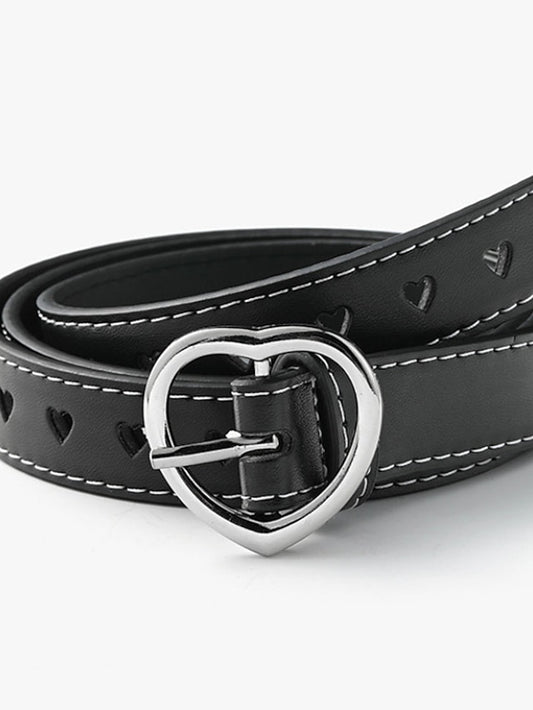 Women's Unisex PU Buckle Belt PU Leather Prong Buckle Heart Casual Classic Party Daily White Black Brown Coffee - LuckyFash™