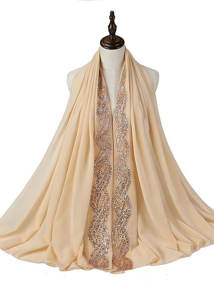New Muslim Chiffon Hijab for Women Scarf with Sequins Femme Islam Glitter Headscarf Islamic Hijab Shawls Wraps - LuckyFash™
