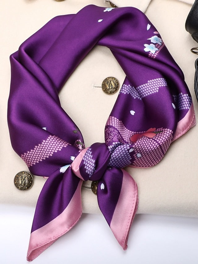 Floral Scarf Shalw Women Wraps Hijab Foulard Female Bandana Print 70cm Square Satin Scarves Stoles Gift - LuckyFash™