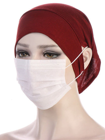 Soft Hood With Pierced Ears Inner Hijab Caps Muslim Stretch Turban Cap Islamic Underscarf Bonnet Hat Female Turbante - LuckyFash™