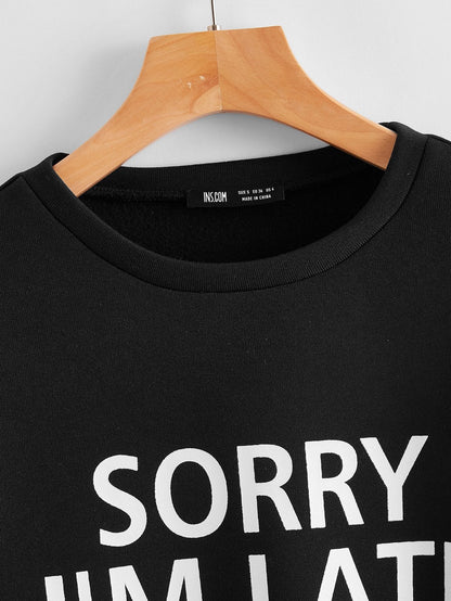 Apologize Slogan Graphic Drop Shoulder Sweatshirt - LuckyFash™