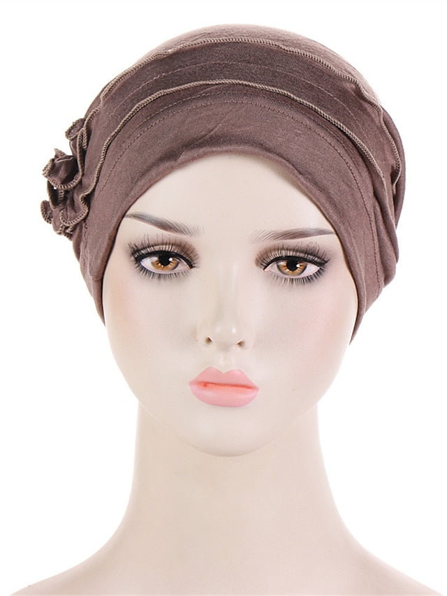 Women Turban Hat African Turban Covers Vintage Plain Head Wraps Soft Beanie Hat Headwear for Female - LuckyFash™