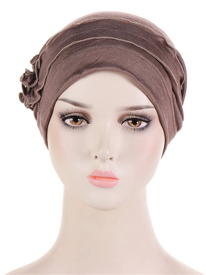 Women Turban Hat African Turban Covers Vintage Plain Head Wraps Soft Beanie Hat Headwear for Female - LuckyFash™