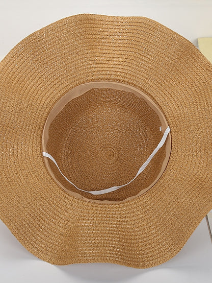 Women's Hat Straw Hat Sun Hat White Blue Khaki Lawn Festival Bow Print Flower Portable Windproof Breathable - LuckyFash™