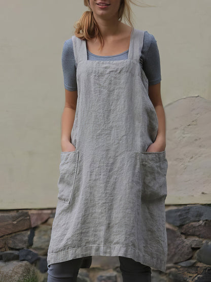 Solid Home Service Loose Short Dress With Pocket - LuckyFash™