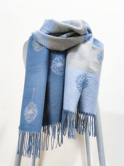 Women's Shawls & Wraps Party Black Scarf Floral White Blue Fall Winter Imitation Cashmere - LuckyFash™