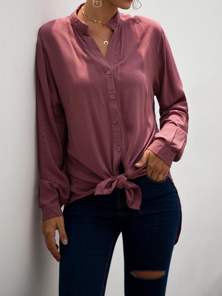 Split Chiffon Plush Long Loose Shirt Dress - LuckyFash™