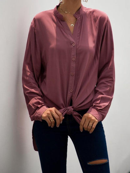 Split Chiffon Plush Long Loose Shirt Dress - LuckyFash™