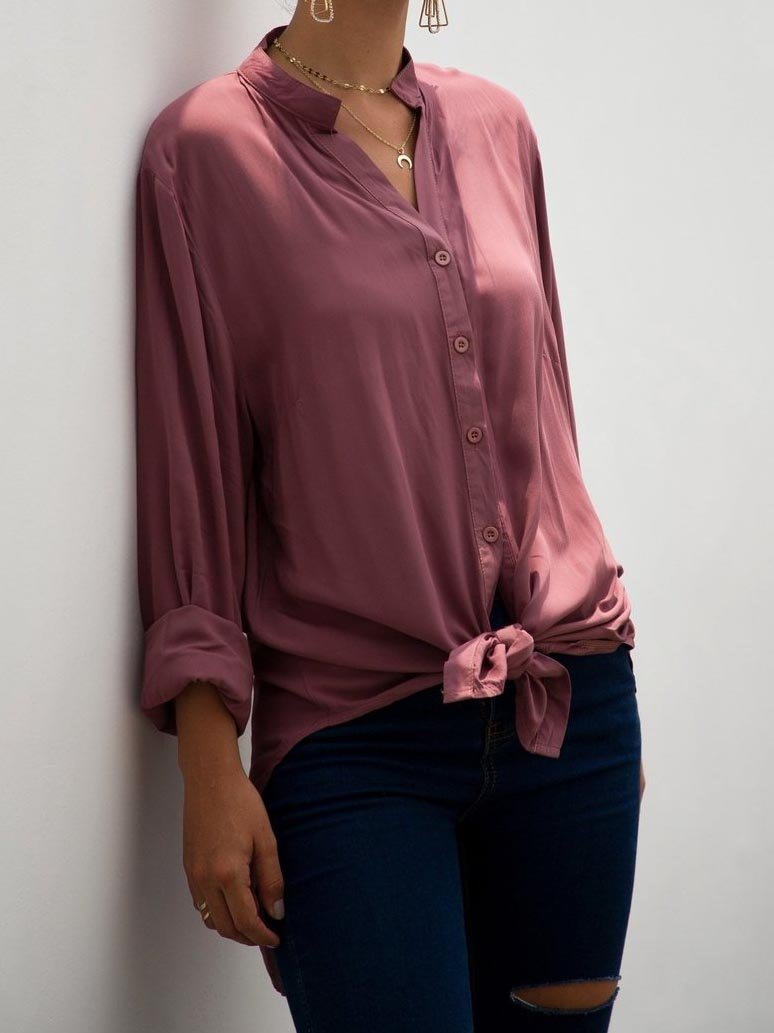 Split Chiffon Plush Long Loose Shirt Dress - LuckyFash™