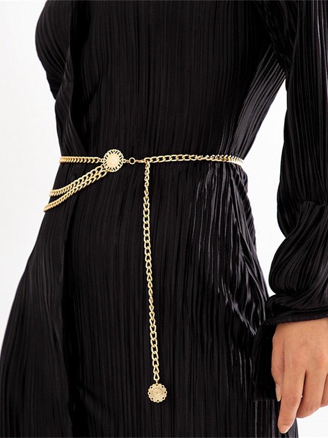Women's Chain Belt Metal Chain Metal Bucke Charm Pendent Gothic Cowboy Party Daily Silver Gold - LuckyFash™