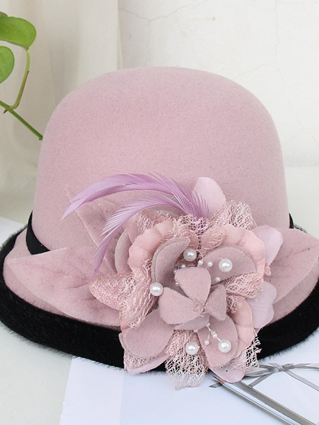 Women's Party Hat Party Wedding Special Occasion Flower Flower Camel White Hat Gray Fall Winter Spring Holiday - LuckyFash™