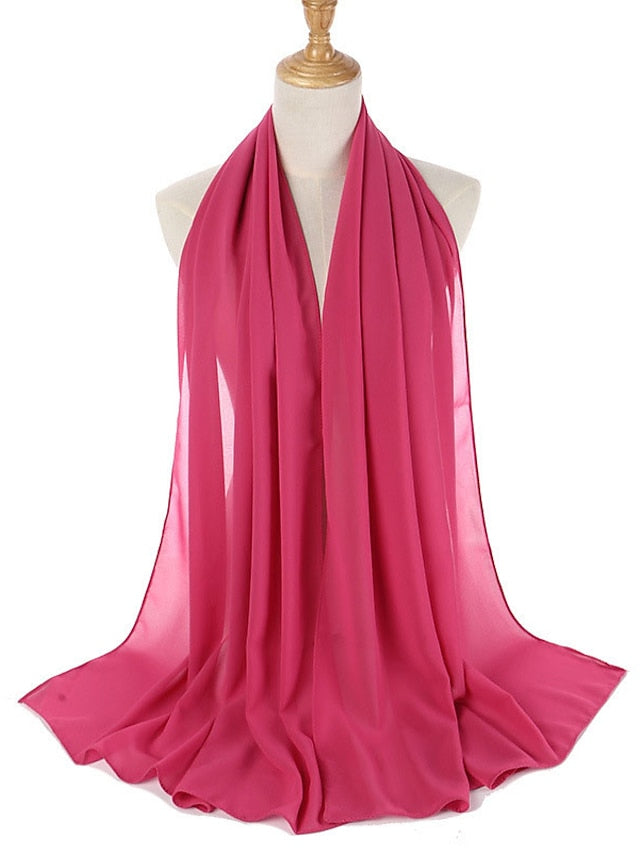 Women's Chiffon Scarf Party Dailywear Holiday Red Pink Scarf Pure Color - LuckyFash™