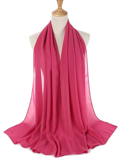 Women's Chiffon Scarf Party Dailywear Holiday Red Pink Scarf Pure Color - LuckyFash™