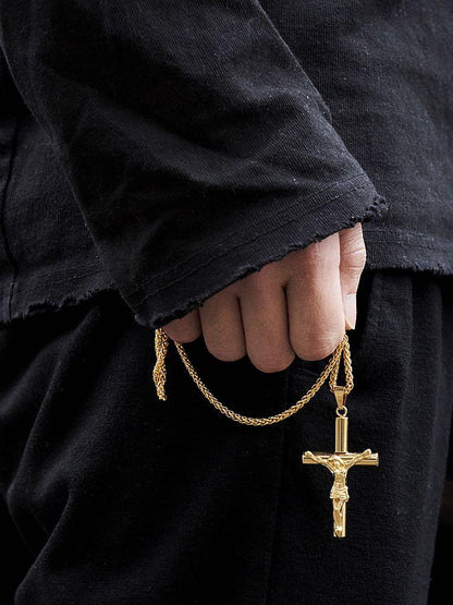 Stainless Steel Plated with Jesus Christ Crucifix Cross Pendant - LuckyFash™