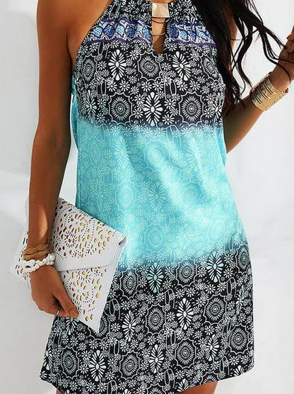 Summer Loose Print Sleeveless Mini Dress - LuckyFash™