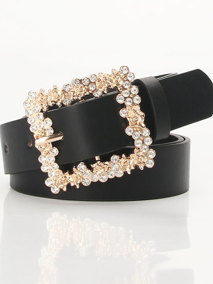Women's Unisex PU Buckle Belt PU Leather Prong Buckle Crystal Rhinestone Casual Classic Party Daily Green White Black Brown - LuckyFash™