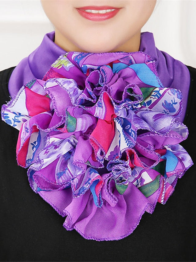 Floral Chiffon Neck Guard False Collar Hedging Scarf Summer Autumn Women Protect Cervical Elastic Bib Headneck - LuckyFash™