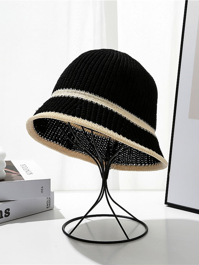 Women's Slouchy Beanie Hat Home Daily Stripes and Plaid Knit Casual Sweet Breathability Comfortable Elastic 1 pcs - LuckyFash™