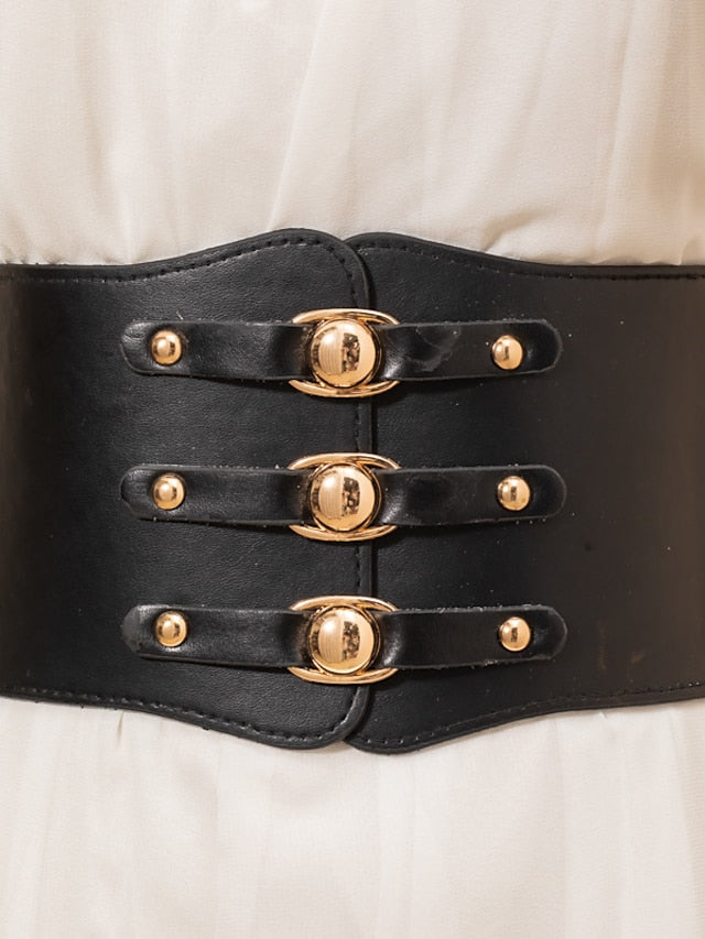 Women's Wide Belt Party Wedding Street Daily Black White Belt Pure Color Red Fall Winter Spring Summer - LuckyFash™