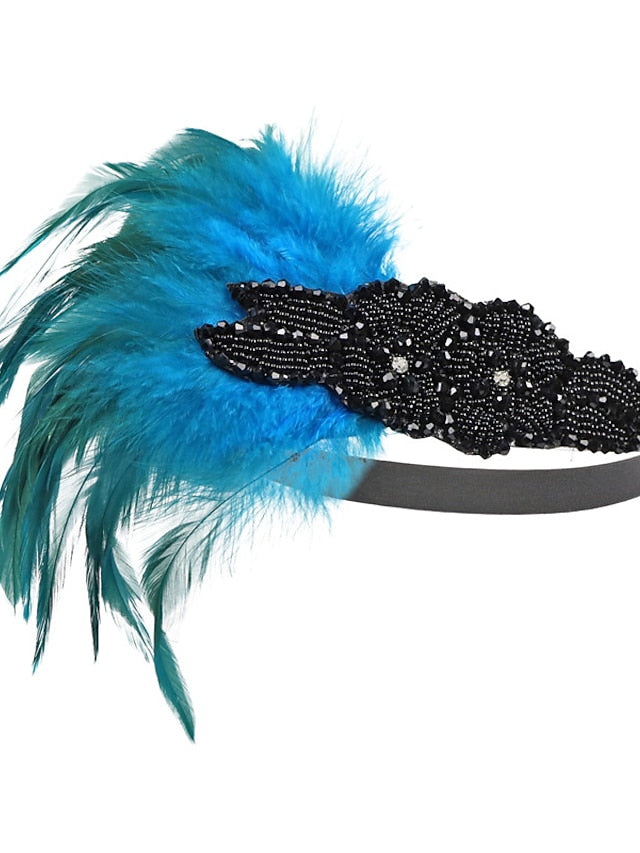 Women's Hair Tie Textured Party Feather Headwear / Imitation Diamond / Wedding / Party Evening / Gold / Black - LuckyFash™