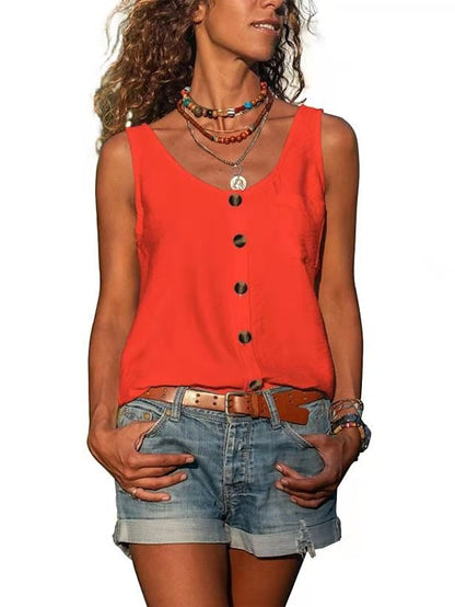 ArmyGreen Black White Plain Sleeveless Daily Basic V Neck Regular S for Women - LuckyFash™