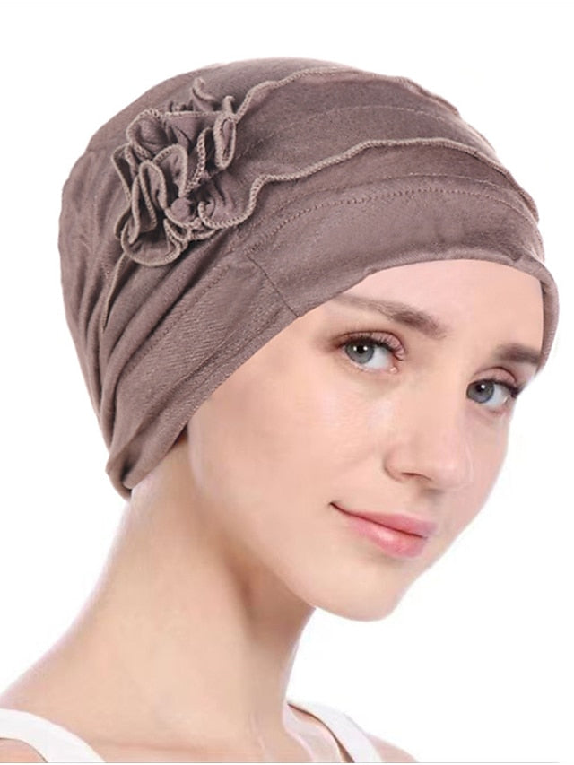 Women Turban Hat African Turban Covers Vintage Plain Head Wraps Soft Beanie Hat Headwear for Female - LuckyFash™