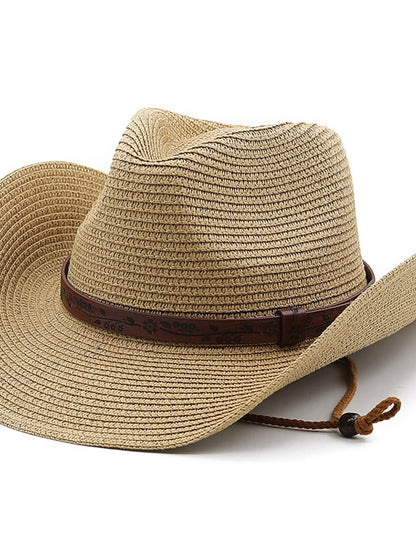 Summer Outdoor Men Women Western Cowboy Straw Hats Curled Brim Breathable Holiday Beach Jazz Cap Fishing Sun Protection Hat - LuckyFash™