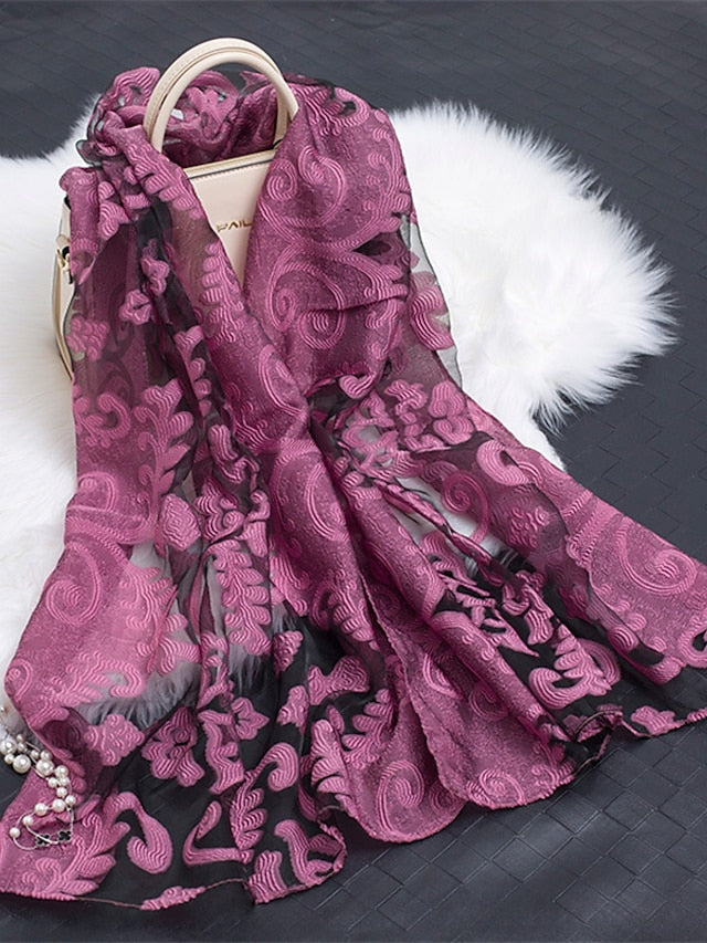 Boho Lady Women Long Soft Wrap Lady Shawl Organza Soft Scarf Scarves for Holiday Beach Accessories - LuckyFash™