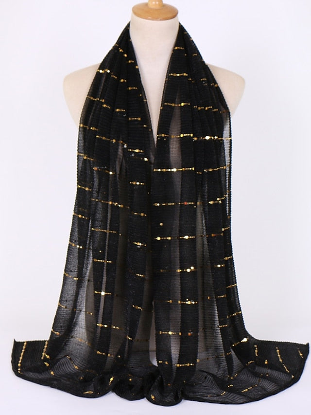 Plain Color Slide silk crumpled silver silk Hijab Headband Female Islamic Head Cover Wrap for Women Muslim Hijabs Hair Scarves - LuckyFash™