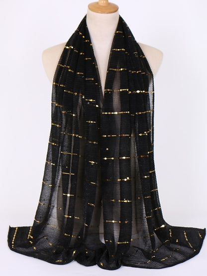 Plain Color Slide silk crumpled silver silk Hijab Headband Female Islamic Head Cover Wrap for Women Muslim Hijabs Hair Scarves - LuckyFash™