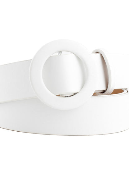 Unisex PU Buckle Belt PU Leather Sliding Buckle O-ring Casual Classic Party Daily White Black Pink Red for Women - LuckyFash™