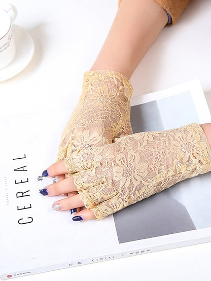 Women's Fingerless Gloves Party / Evening Daily Flower / Plants Lace Casual Sweet Breathability 1 Pair - LuckyFash™
