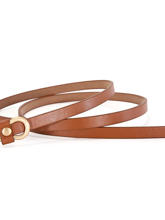 Women's Skinny Belt PU Leather Metal Bucke Plain Casual Work Daily Black White Brown Green - LuckyFash™