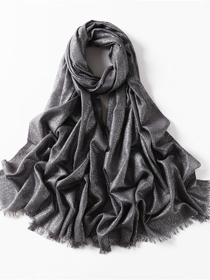 Women's Women's Shawls & Wraps Outdoor Dailywear Holiday Black Brown Purple Scarf Pure Color - LuckyFash™