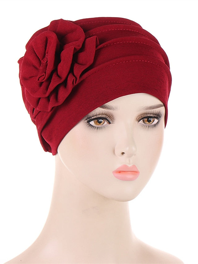 Women's Hats Spring Summer Flower Beanie Hat Muslim Stretch Turban Hat Hair Care Headwear Hijib Cap - LuckyFash™