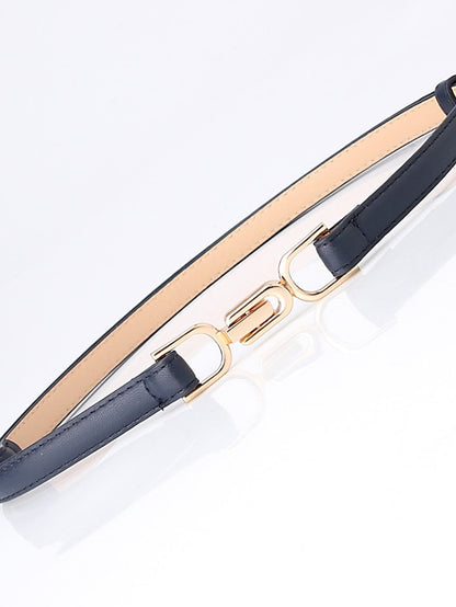 Women's Unisex PU Buckle Belt Skinny Belt PU Leather Metal Bucke Plain Casual Classic Party Daily Black Red Brown Navy Blue - LuckyFash™