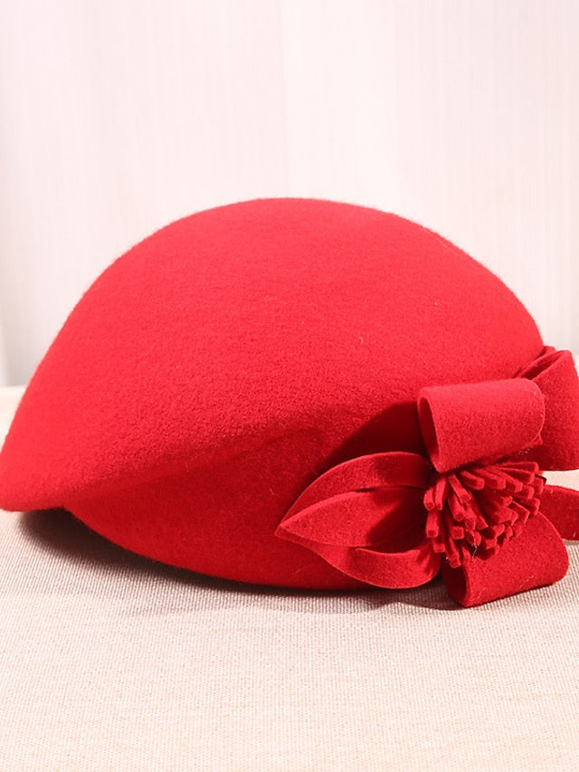 Women's Hat Beret Hat Black Wine Camel Outdoor Street Dailywear Flower Pure Color Warm Breathable - LuckyFash™