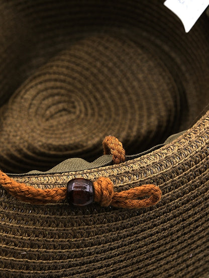 Ethnic Style Hat Cowboy Men Straw Panama Hat Belt Cow Decorate Wide Brimmed Hats For Summer Khaki Women Hat New Arrival - LuckyFash™