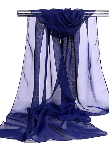 Women's Chiffon Scarf Party Blue Scarf Pure Color Casual Green Gray Pink Fall - LuckyFash™