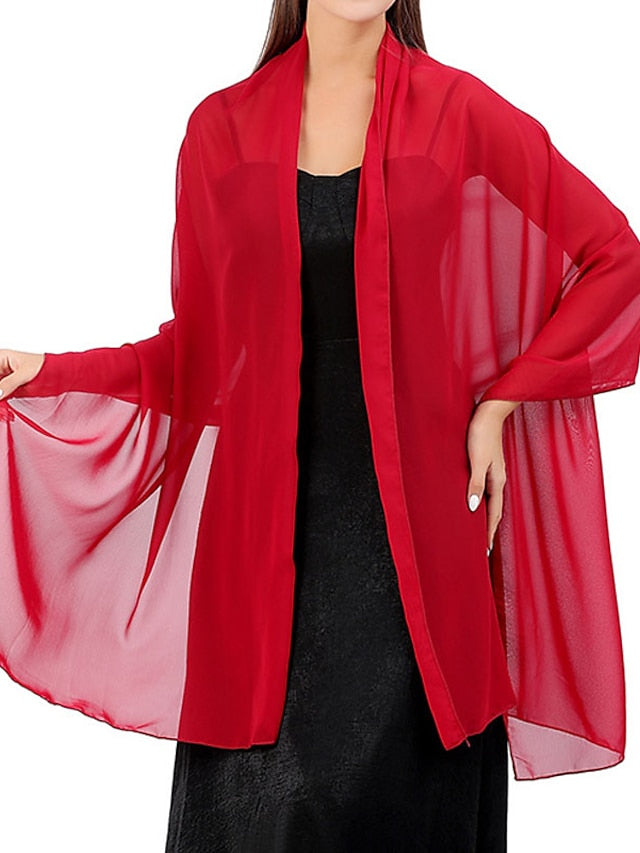 Women's Women's Shawls & Wraps Party Wedding Indoor Grey Beige Fuchsia Scarf Pure Color - LuckyFash™