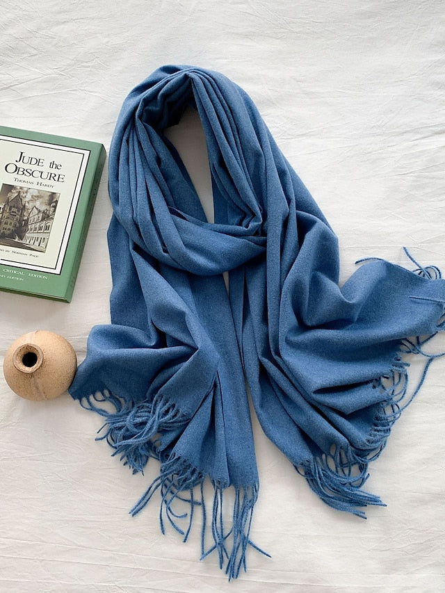 Women's Women's Shawls & Wraps Party Black Scarf Pure Color / Basic / Green / Khaki / Fall / Winter - LuckyFash™