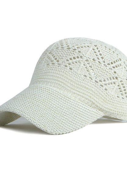 Glossy Ladies Knitting Sun Hat Summer Outdoor Hollow Mesh Breathable Sunshade Hats New Fashion All-Match Lady Baseball Hat - LuckyFash™