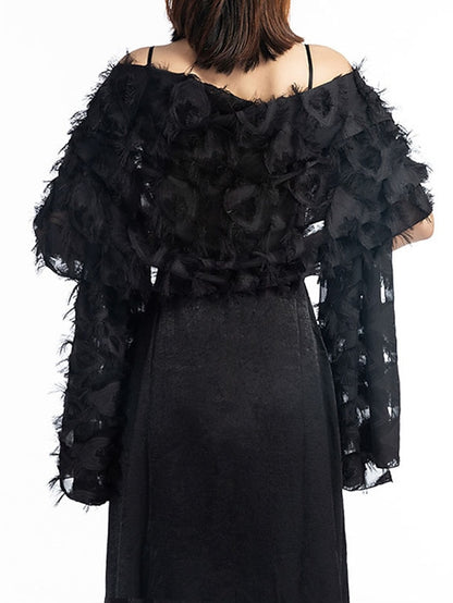 Women's Women's Shawls & Wraps Party Wedding Cocktail Party Black Silver White Scarf Pure Color - LuckyFash™