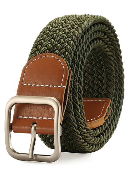 Men's Women's Web Belt Canvas Buckle Free Plain Classic Casual Work Daily Black / White Black Blue Green - LuckyFash™