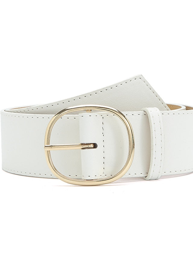 Women's Unisex PU Buckle Belt PU Leather Prong Buckle O-ring Classic Casual Party Work Black White Pink Red - LuckyFash™